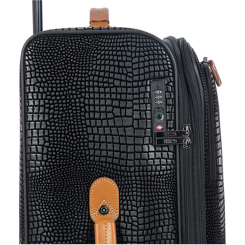Expandable Spinner Suitcase with Leather Shell and TSA Lock