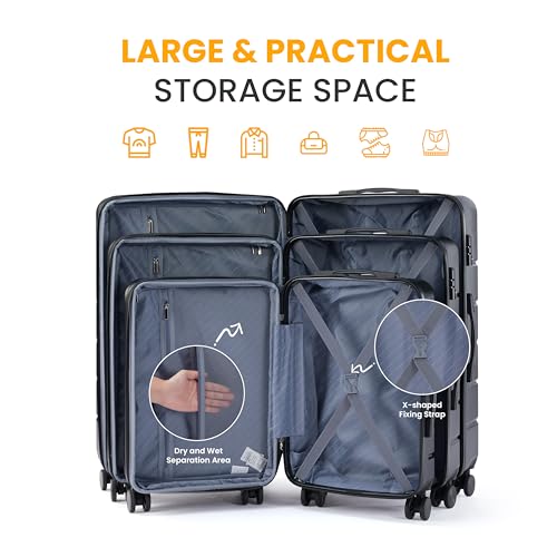Expandable Hardside Carry-On Suitcase with TSA Lock and Spinner Wheels