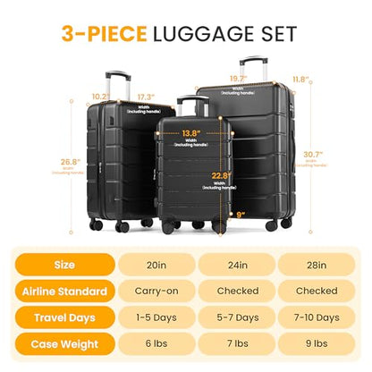 Expandable Hardside Carry-On Suitcase with TSA Lock and Spinner Wheels