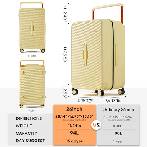 Large Hardside Checked Suitcase with Spinner Wheels and Wide Handle