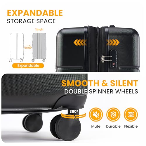 Expandable Hardside Carry-On Suitcase with TSA Lock and Spinner Wheels