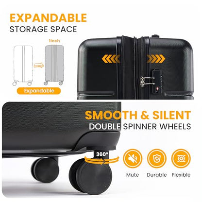 Expandable Hardside Carry-On Suitcase with TSA Lock and Spinner Wheels