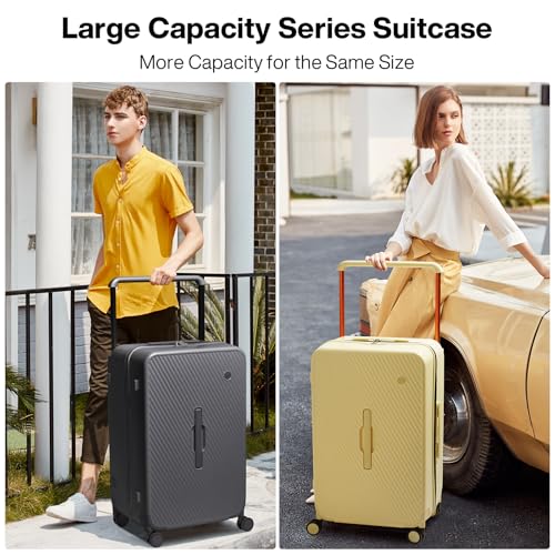 Large Hardside Checked Suitcase with Spinner Wheels and Wide Handle