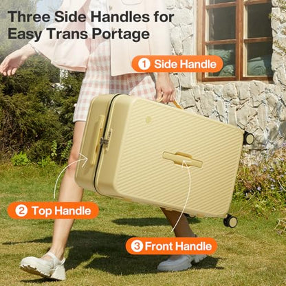 Large Hardside Checked Suitcase with Spinner Wheels and Wide Handle