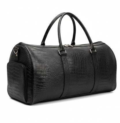 Premium Leather Weekender Duffel Bag with Adjustable Shoulder Strap