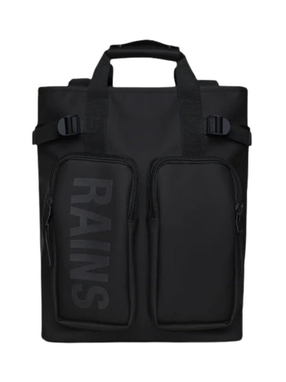RAINS Unisex Black Backpack with Pockets
