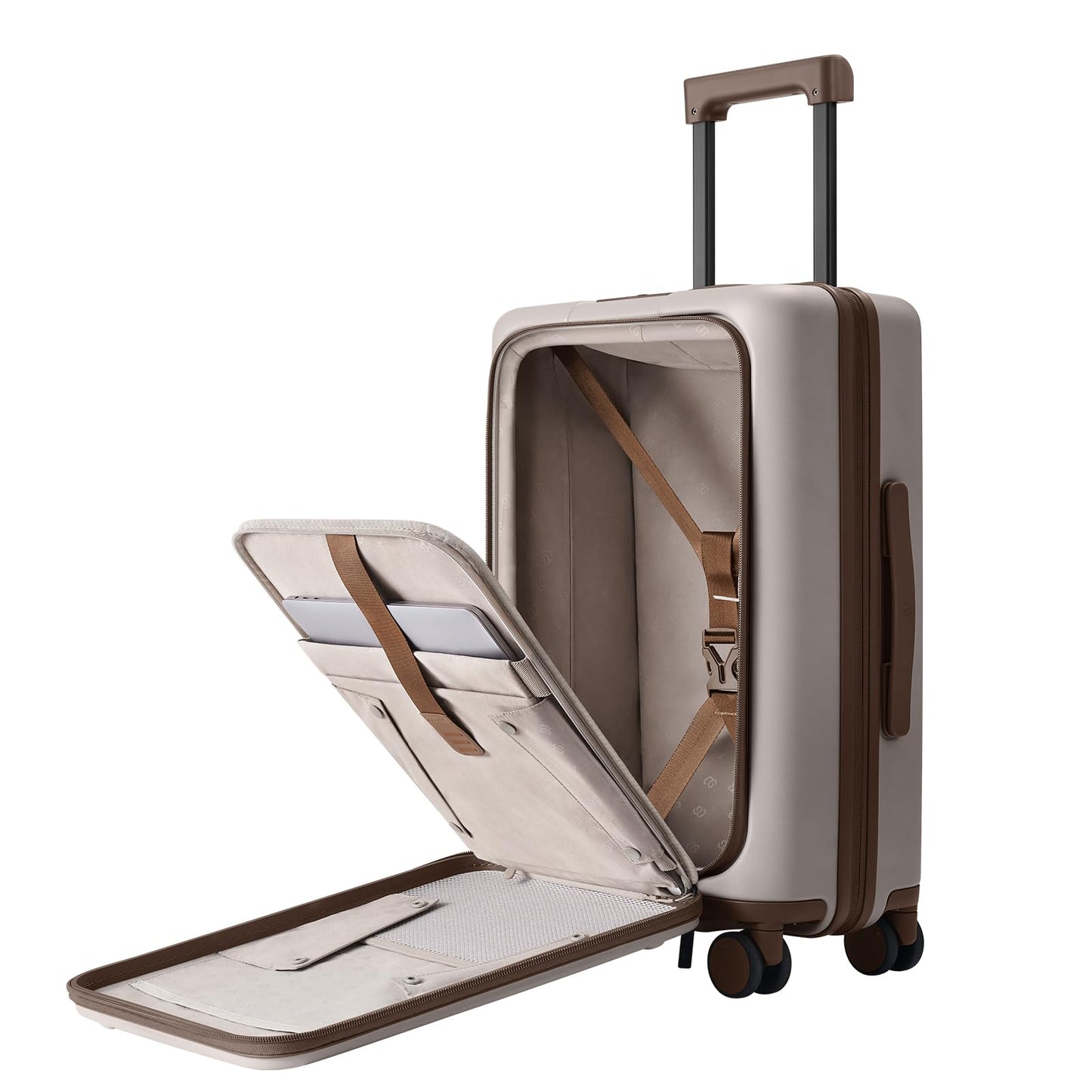 Expandable Carry-On Luggage with Front Compartment and TSA Lock