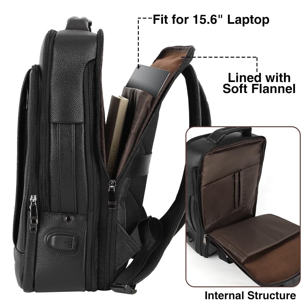 Full-Grain Leather Laptop Backpack for Men and Women