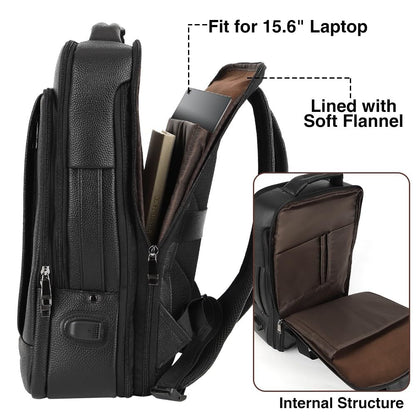 Full-Grain Leather Laptop Backpack for Men and Women
