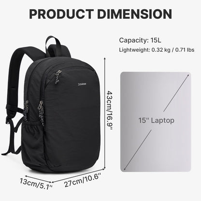 15L Lightweight Hiking and Travel Backpack