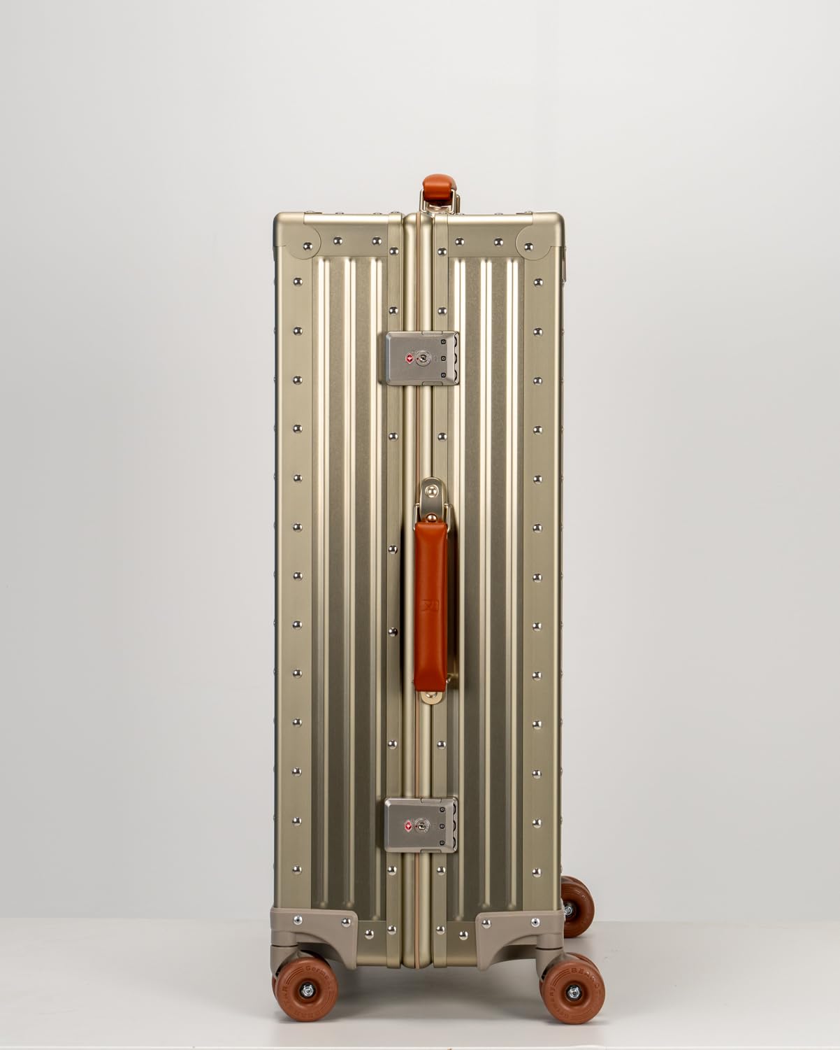 Aluminum Check-In Suitcase with Leather Handles