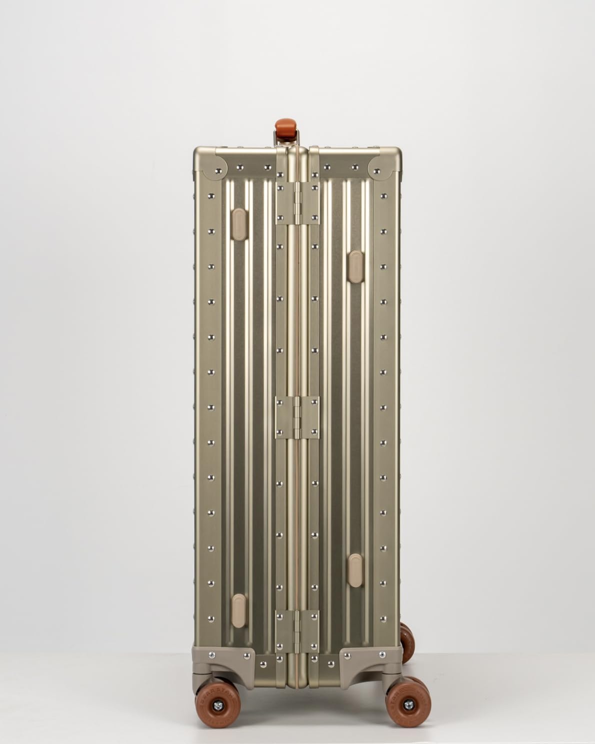 Aluminum Check-In Suitcase with Leather Handles