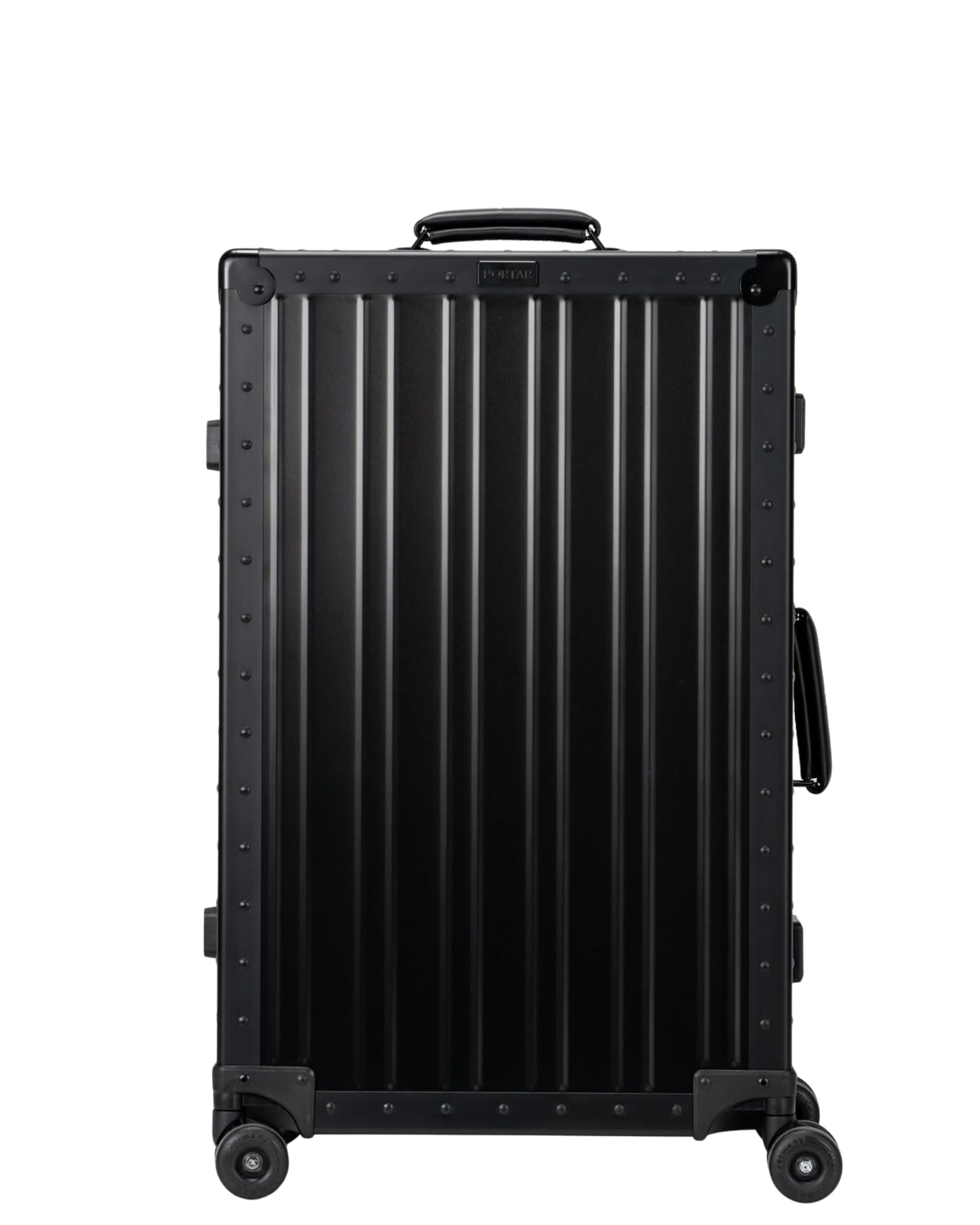 Aluminum Check-In Suitcase with Leather Handles