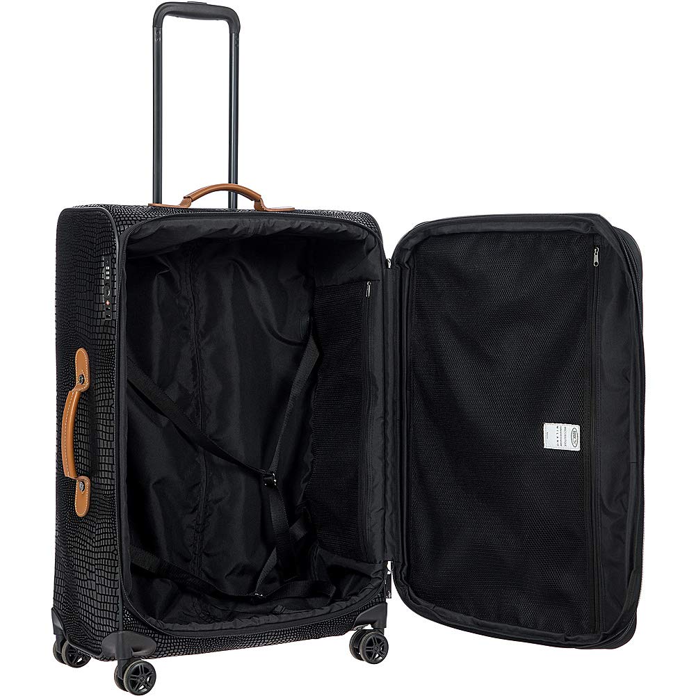 Expandable Spinner Suitcase with Leather Shell and TSA Lock