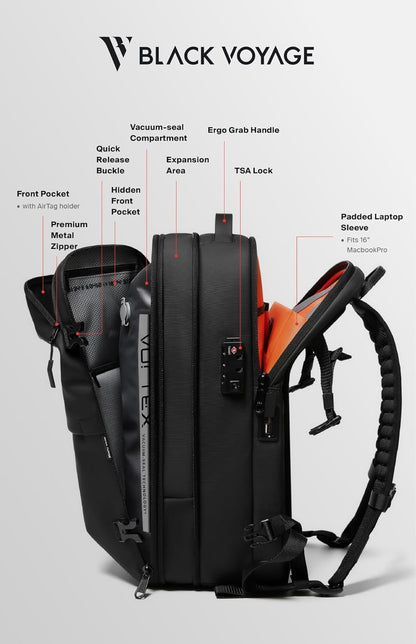 60L Expandable Vacuum Compression Travel Backpack with TSA Lock