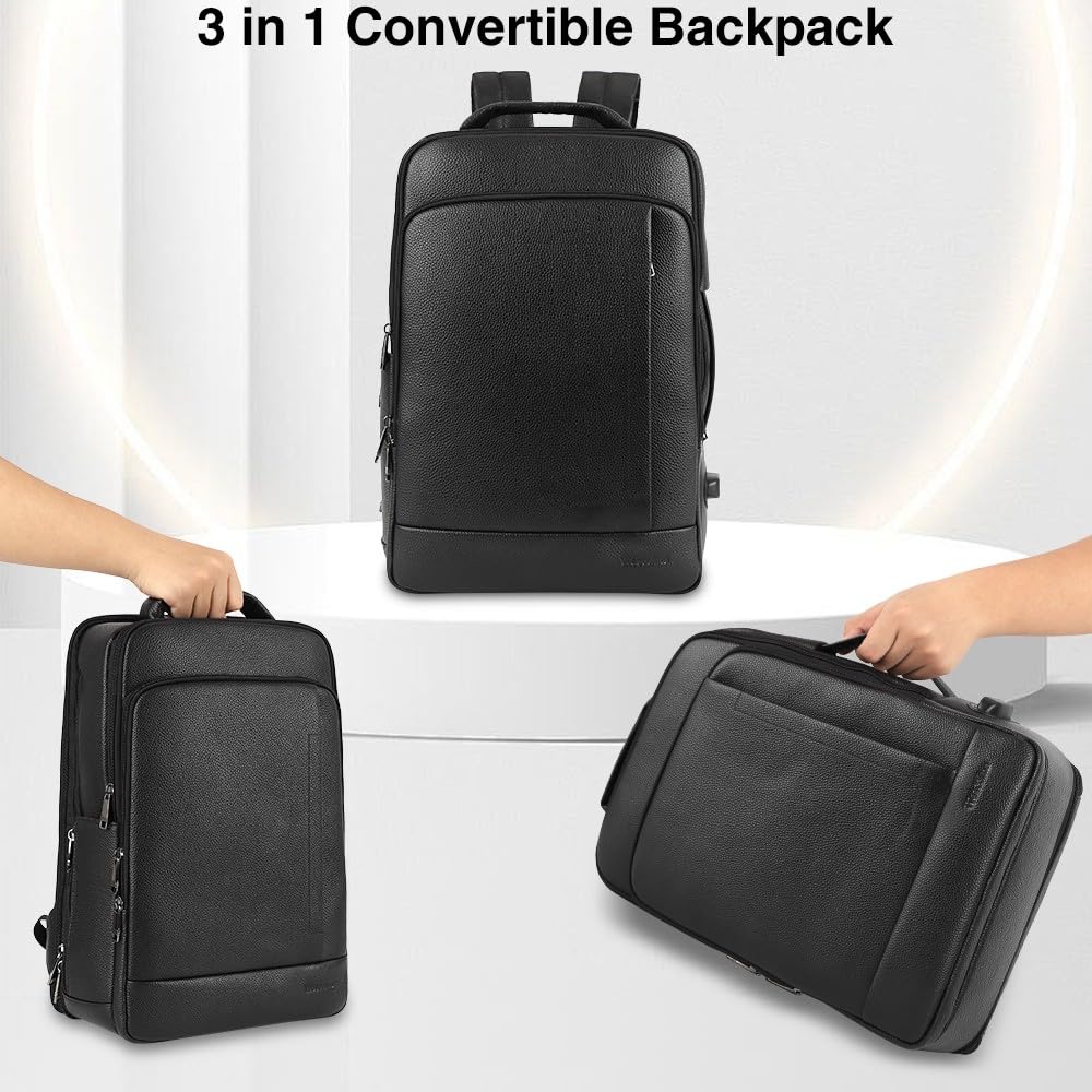 Full-Grain Leather Laptop Backpack for Men and Women