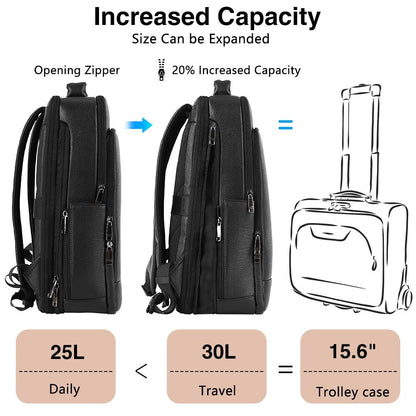 Full-Grain Leather Laptop Backpack for Men and Women