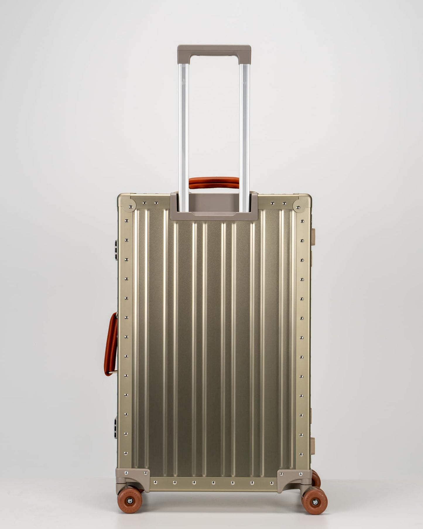 Aluminum Check-In Suitcase with Leather Handles