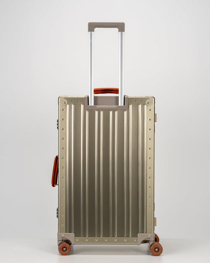 Aluminum Check-In Suitcase with Leather Handles