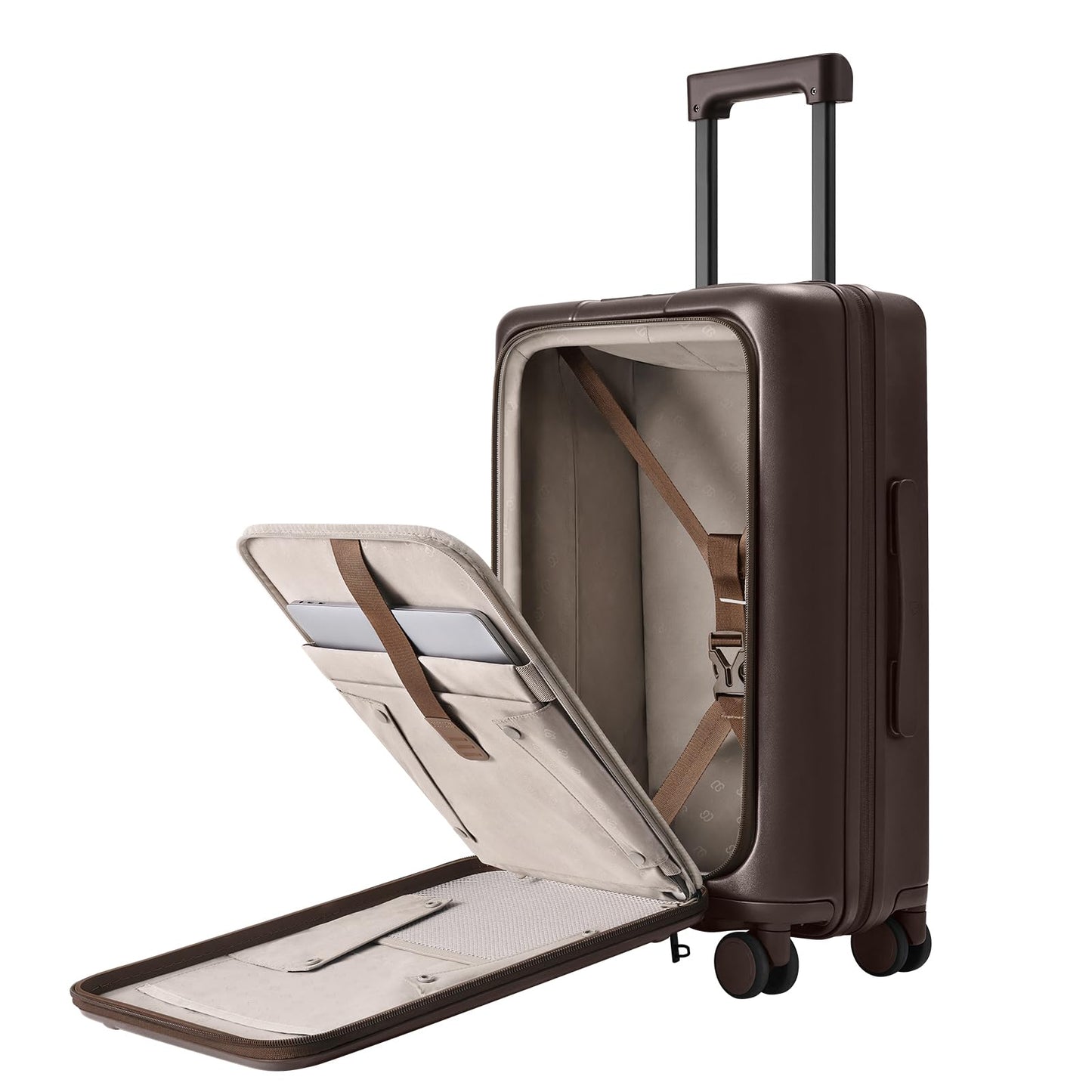 Expandable Carry-On Luggage with Front Compartment and TSA Lock