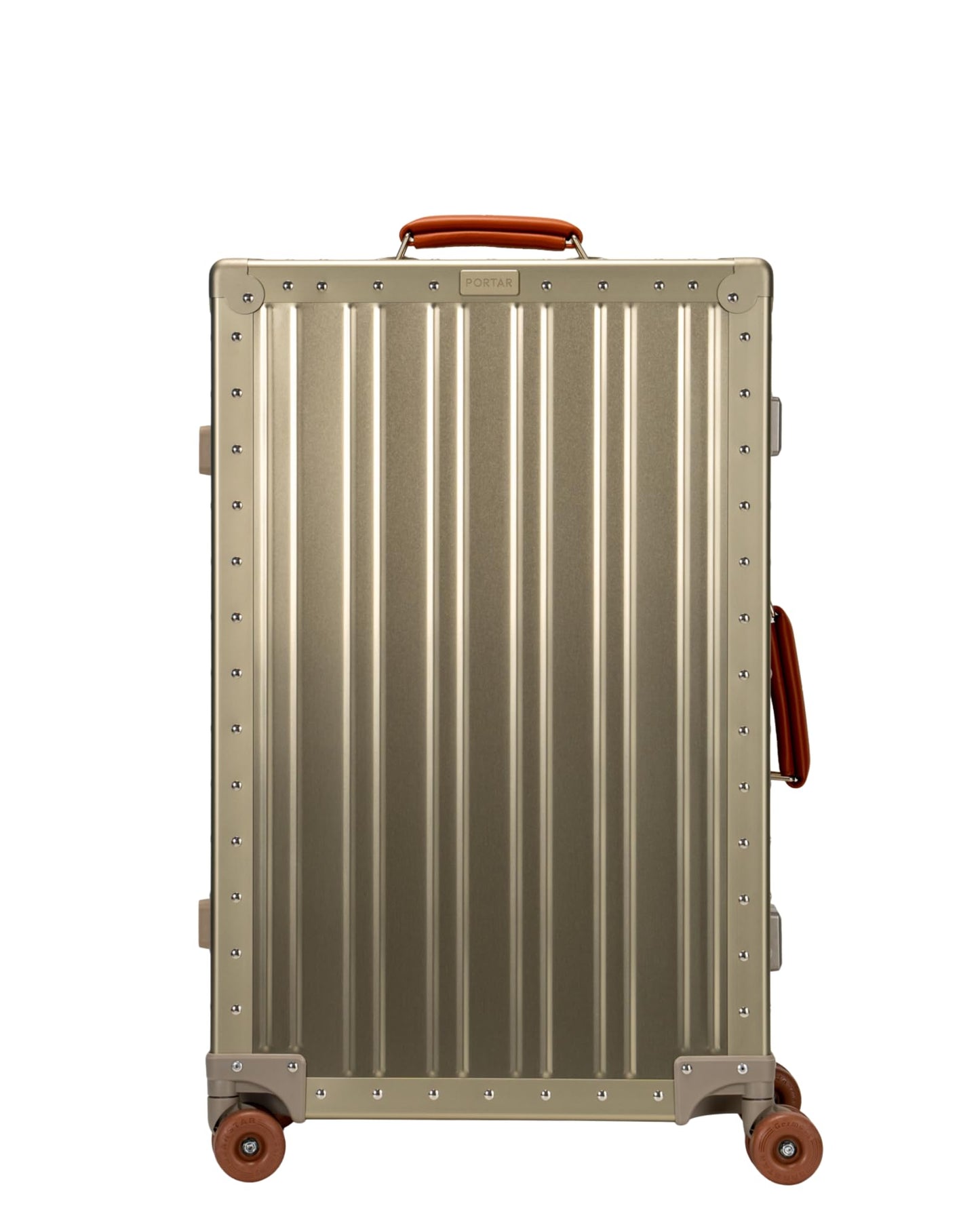 Aluminum Check-In Suitcase with Leather Handles