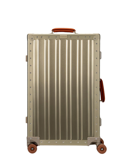Aluminum Check-In Suitcase with Leather Handles