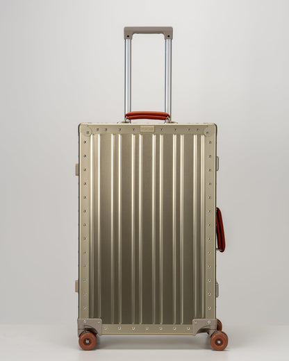 Aluminum Check-In Suitcase with Leather Handles