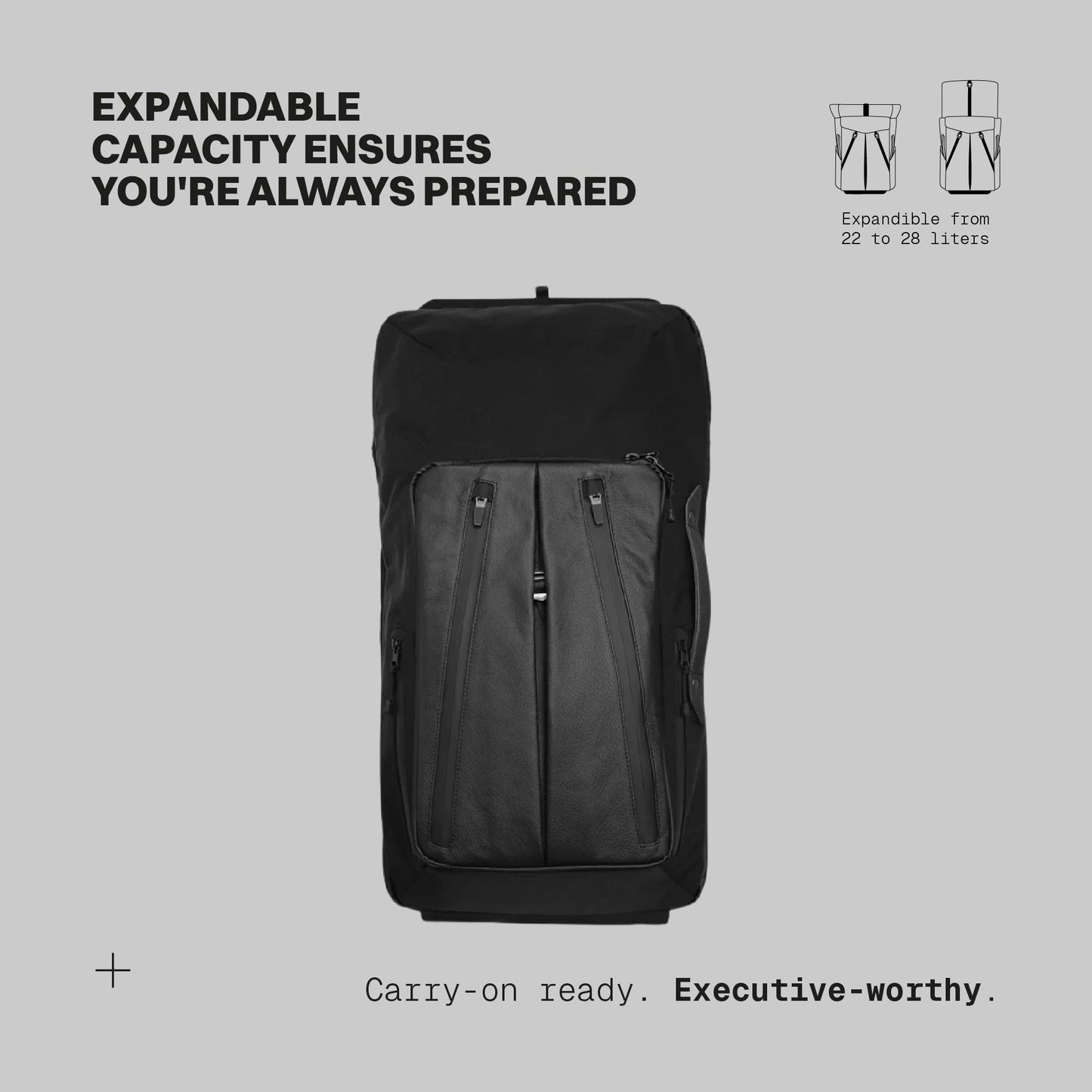 Expandable Travel Backpack with Self-Adjusting Straps