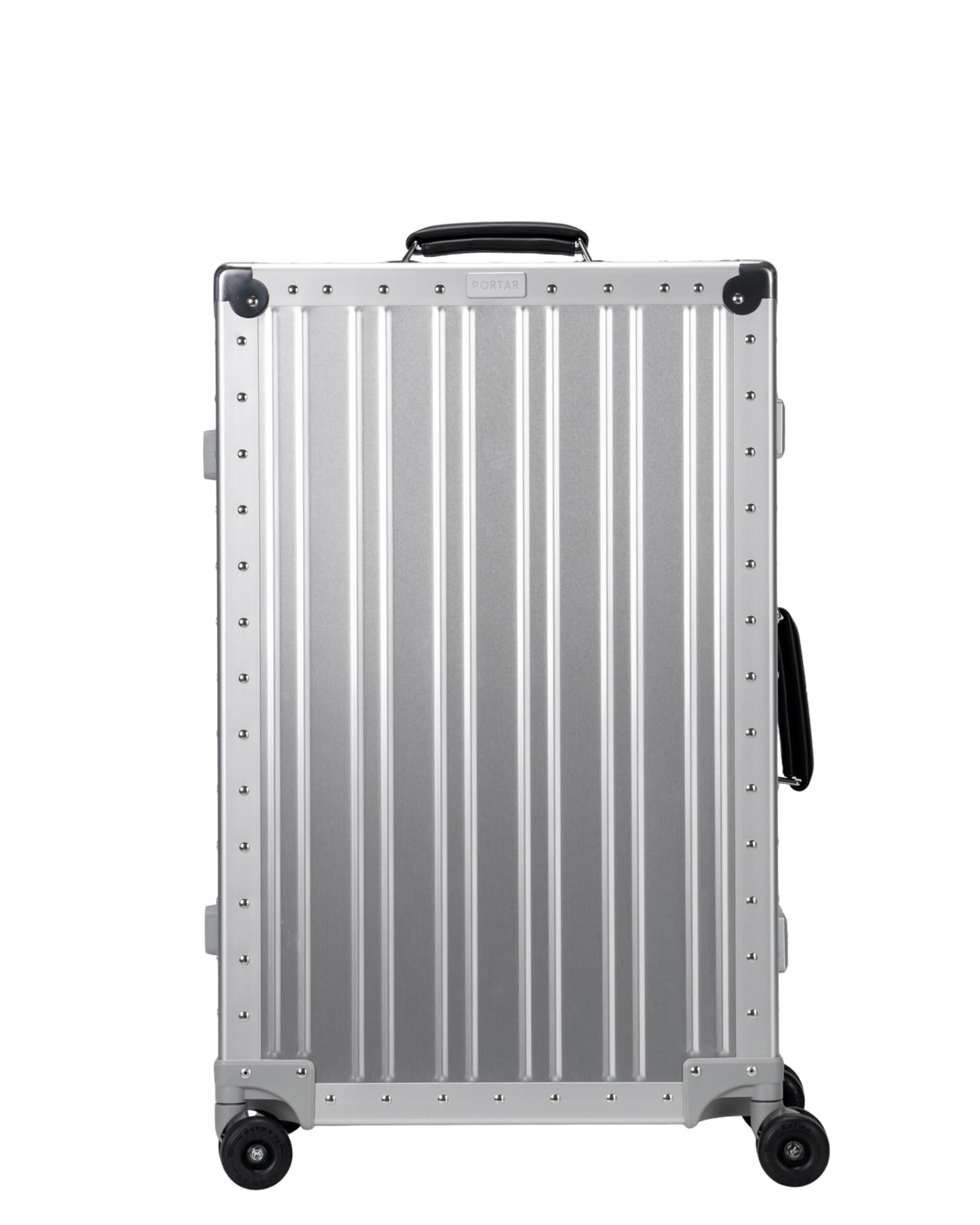 Aluminum Check-In Suitcase with Leather Handles