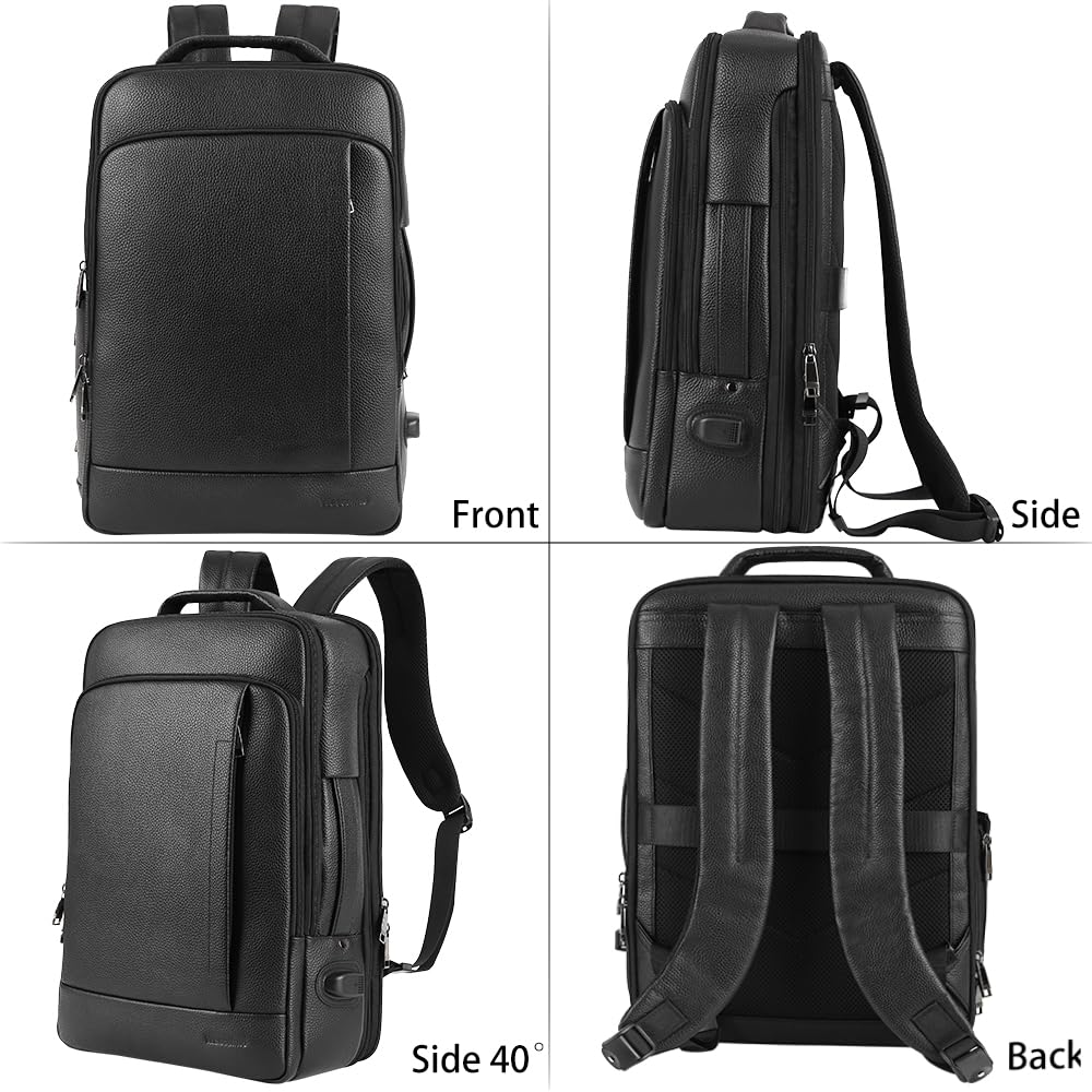 Full-Grain Leather Laptop Backpack for Men and Women