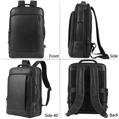 Full-Grain Leather Laptop Backpack for Men and Women