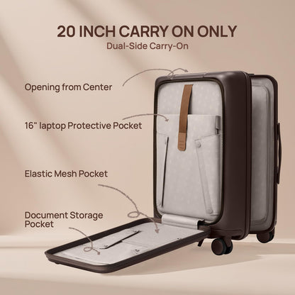 Expandable Carry-On Luggage with Front Compartment and TSA Lock