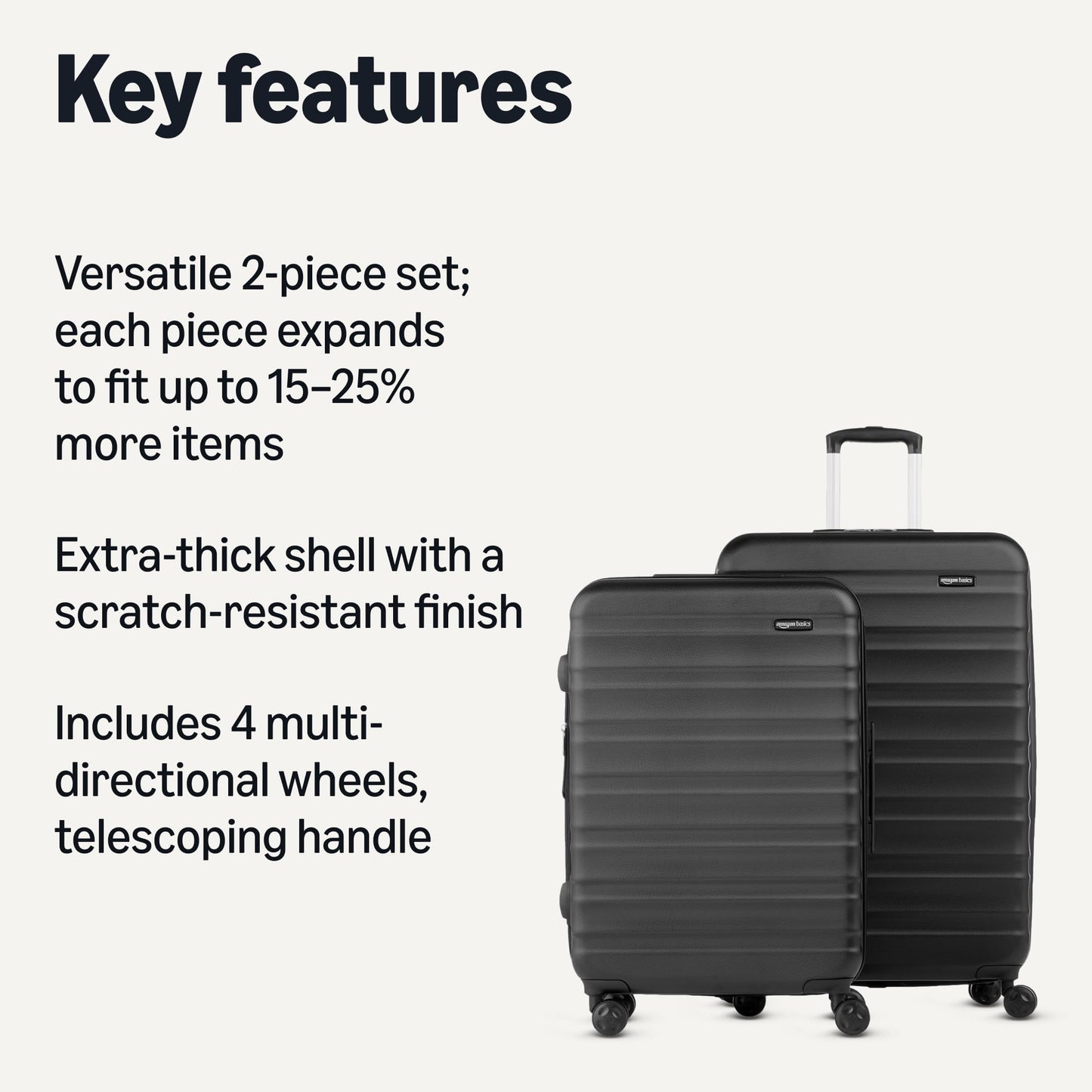Amazon Basics Hardside Spinner, Carry-On, Expandable Suitcase Luggage with Wheels