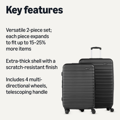 Amazon Basics Hardside Spinner, Carry-On, Expandable Suitcase Luggage with Wheels