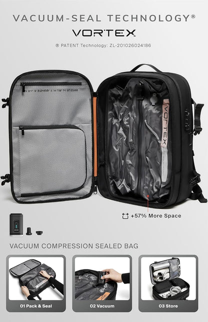 60L Expandable Vacuum Compression Travel Backpack with TSA Lock