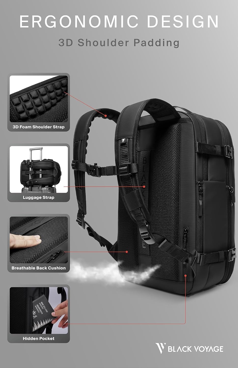 60L Expandable Vacuum Compression Travel Backpack with TSA Lock