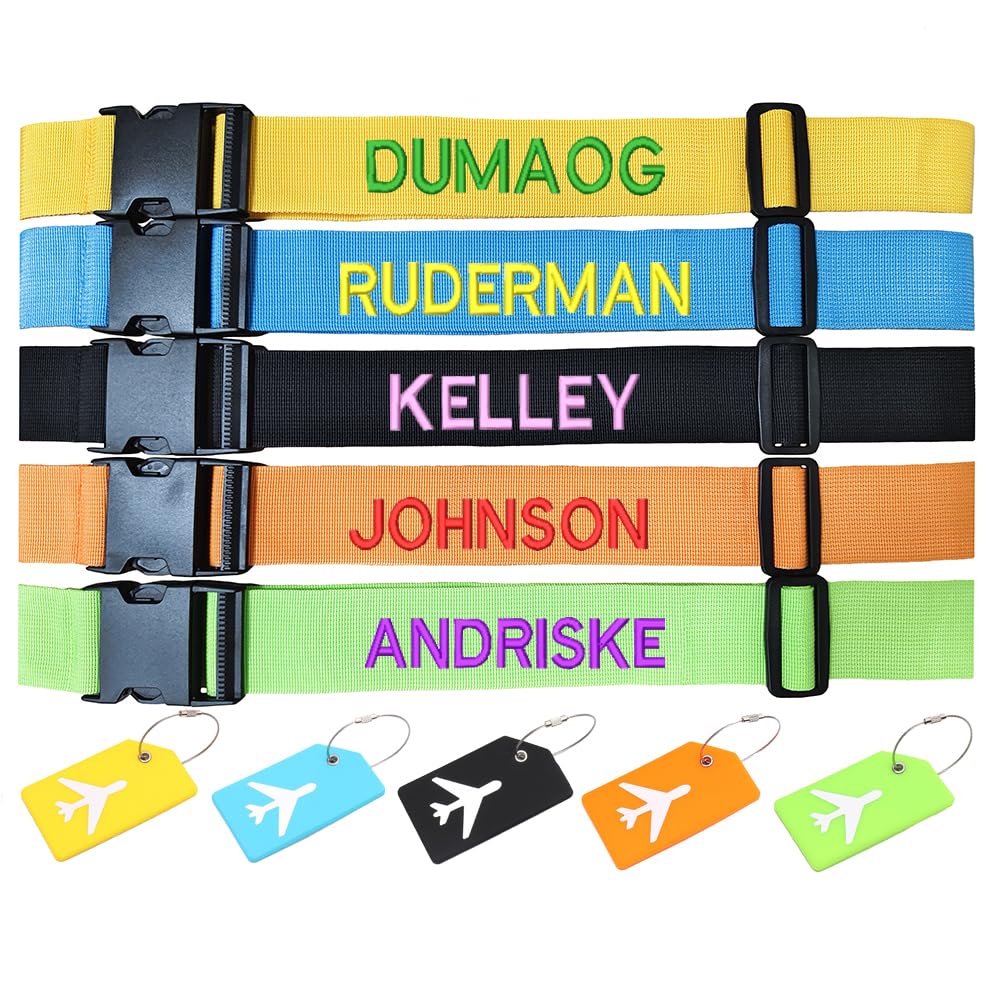 Personalized Embroidered Luggage Strap with Name Tag