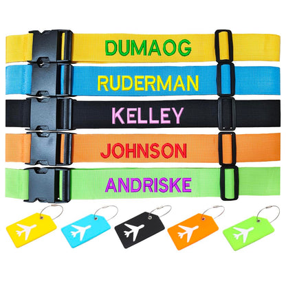 Personalized Embroidered Luggage Strap with Name Tag