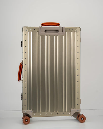 Aluminum Check-In Suitcase with Leather Handles