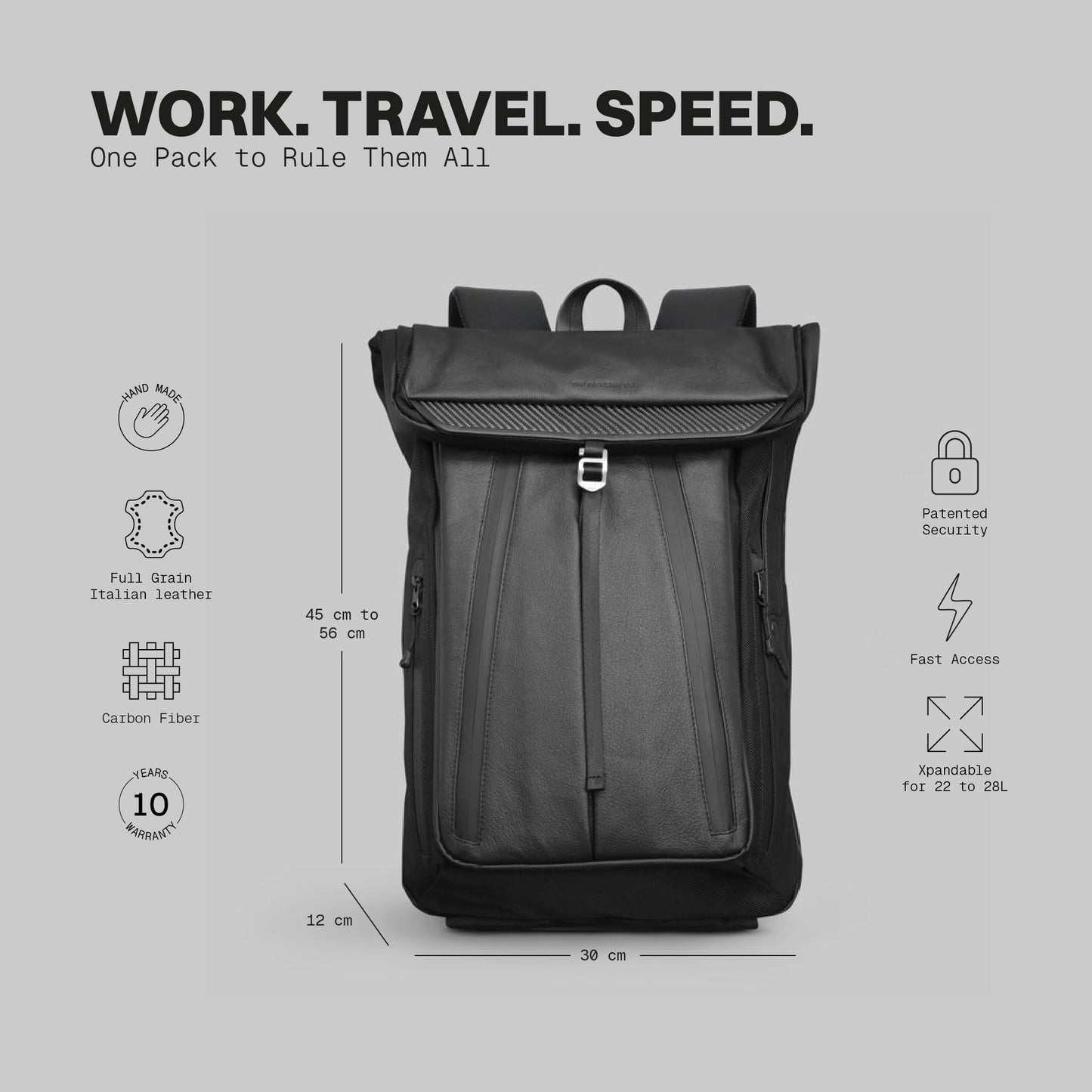 Expandable Travel Backpack with Self-Adjusting Straps