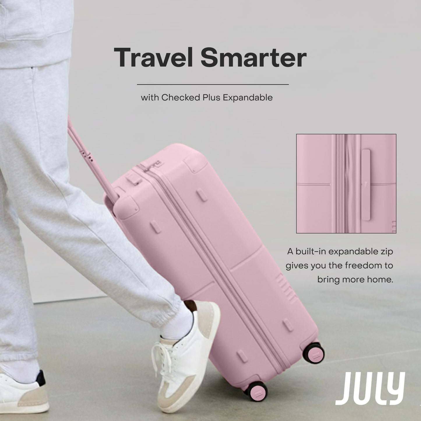 Expandable Checked Spinner Suitcase with Wheels - 28.75 Inch