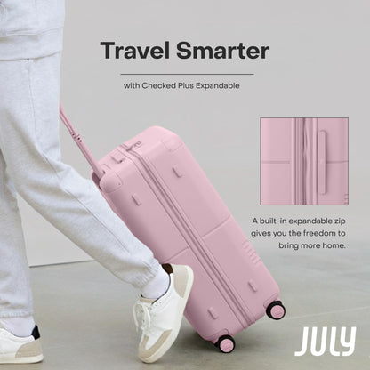 Expandable Checked Spinner Suitcase with Wheels - 28.75 Inch