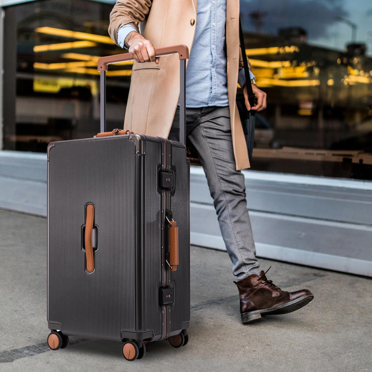 Zipperless Hardside Spinner Suitcase with TSA Lock and Wide Handle