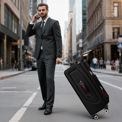 3-Piece Expandable Softside Luggage Set with Spinner Wheels and Lock