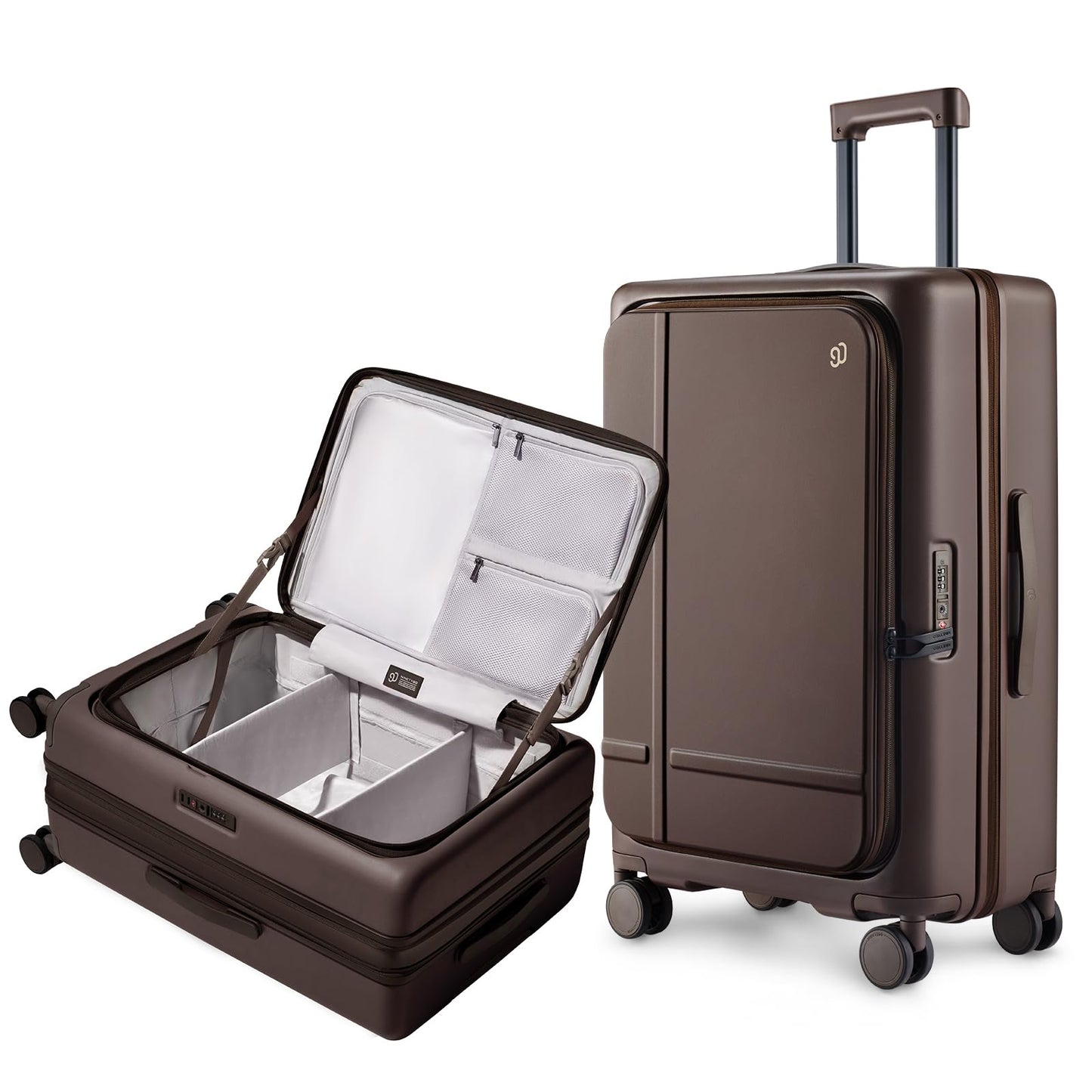 Expandable Carry-On Luggage with Front Compartment and TSA Lock
