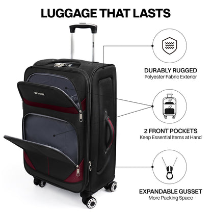 3-Piece Expandable Softside Luggage Set with Spinner Wheels and Lock