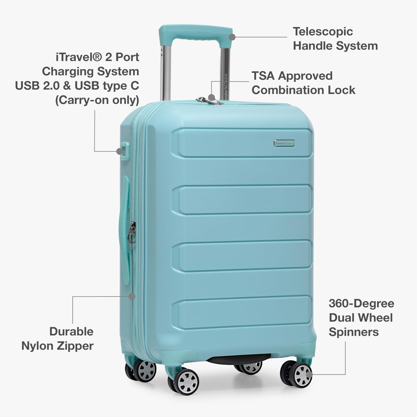 Traveler's Choice Pagosa Hardshell Expandable Luggage with Spinner Wheels