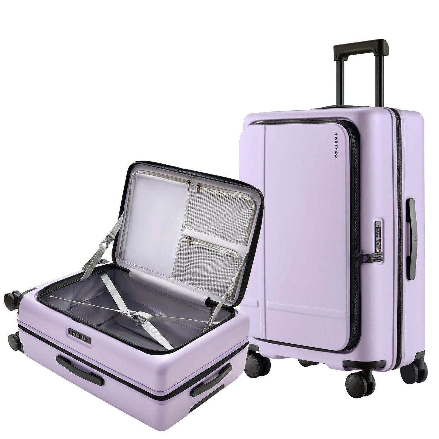 Expandable Carry-On Luggage with Front Compartment and TSA Lock