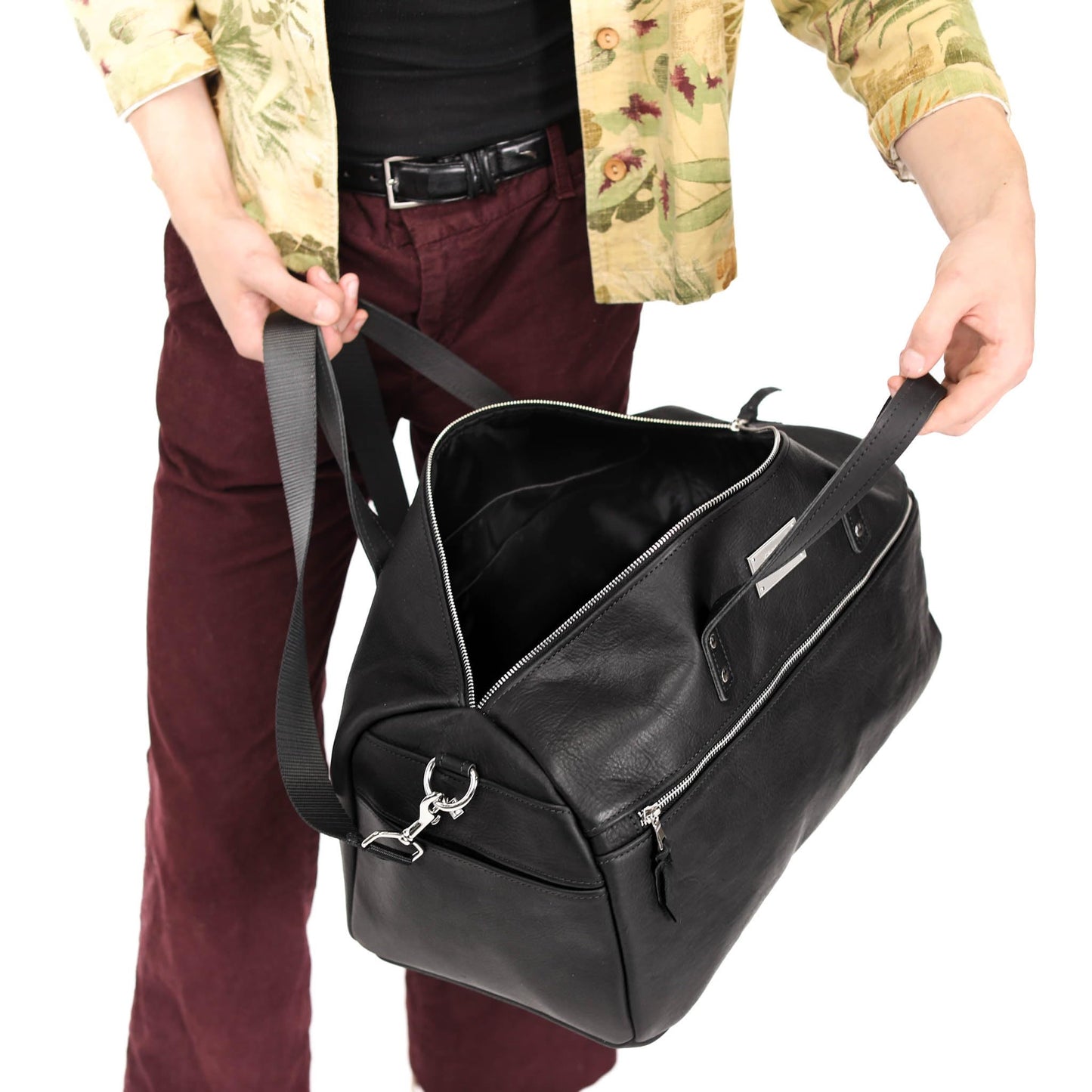 Handmade Full-Grain Leather Weekender Duffel Bag