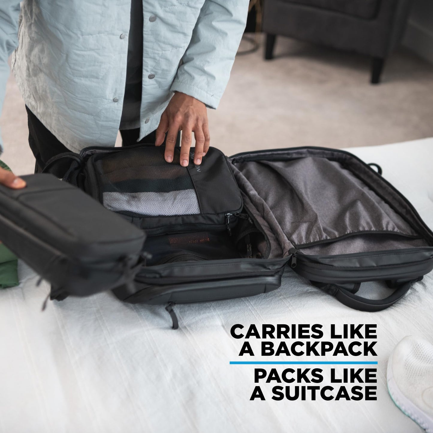 Expandable Travel Backpack 20L–30L with Laptop Compartment and TSA Access